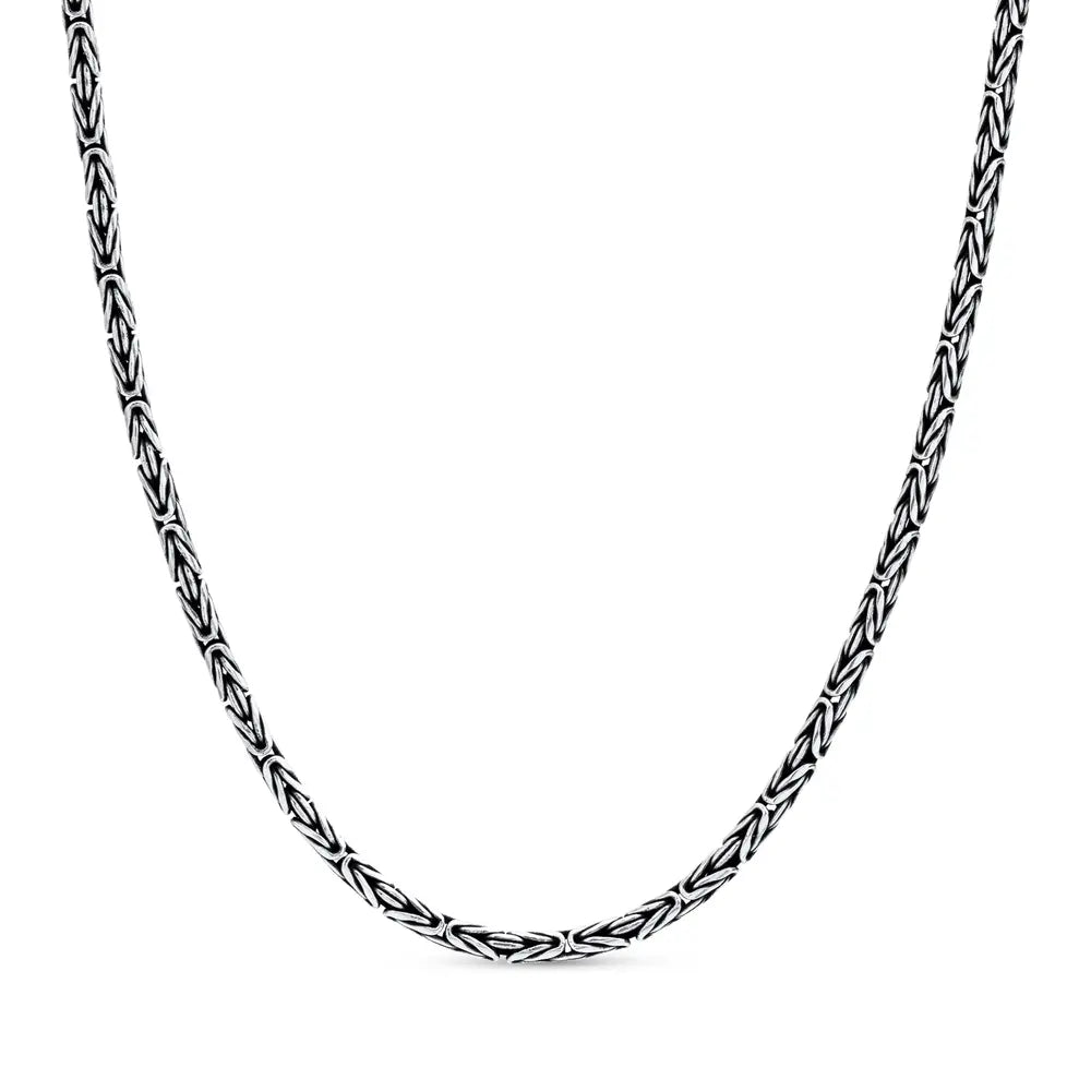 Corrente Prata Bali Masculina Ponto Peruano 60cm 2,5mm