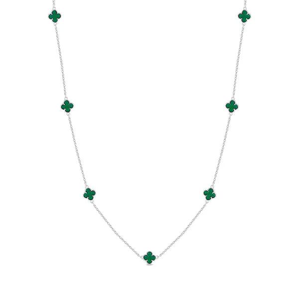 Colar Prata Leve Longo Verde