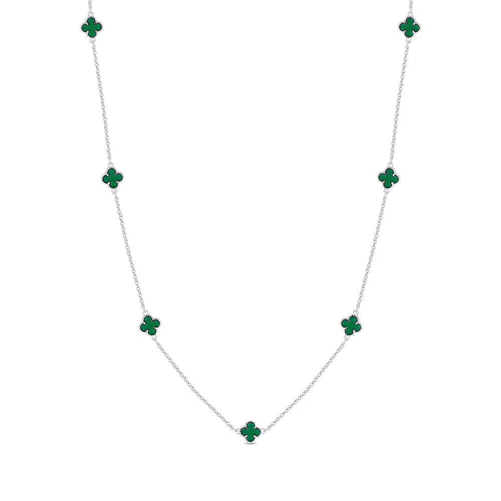 Colar Prata Leve Longo Verde